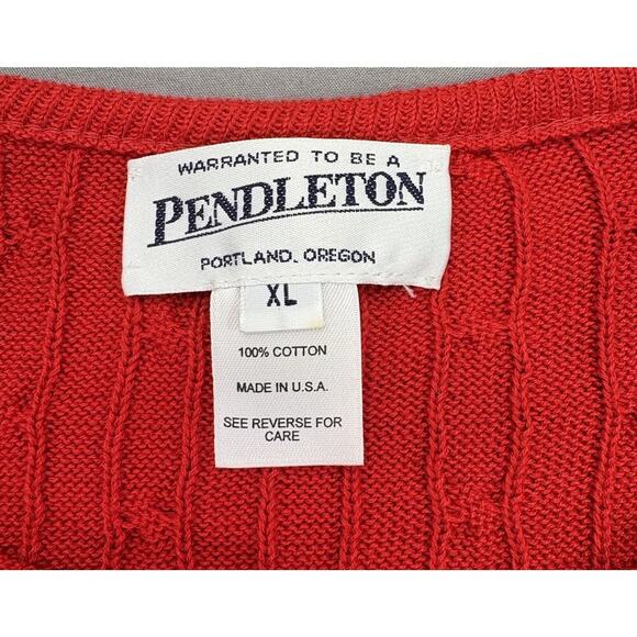 Pendleton Red Cable Knit Short Sleeve Sweater 100% Cotton Size XL NWT - Picture 4 of 7